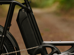 A Safe Shield Advanced battery on a matte black ebike