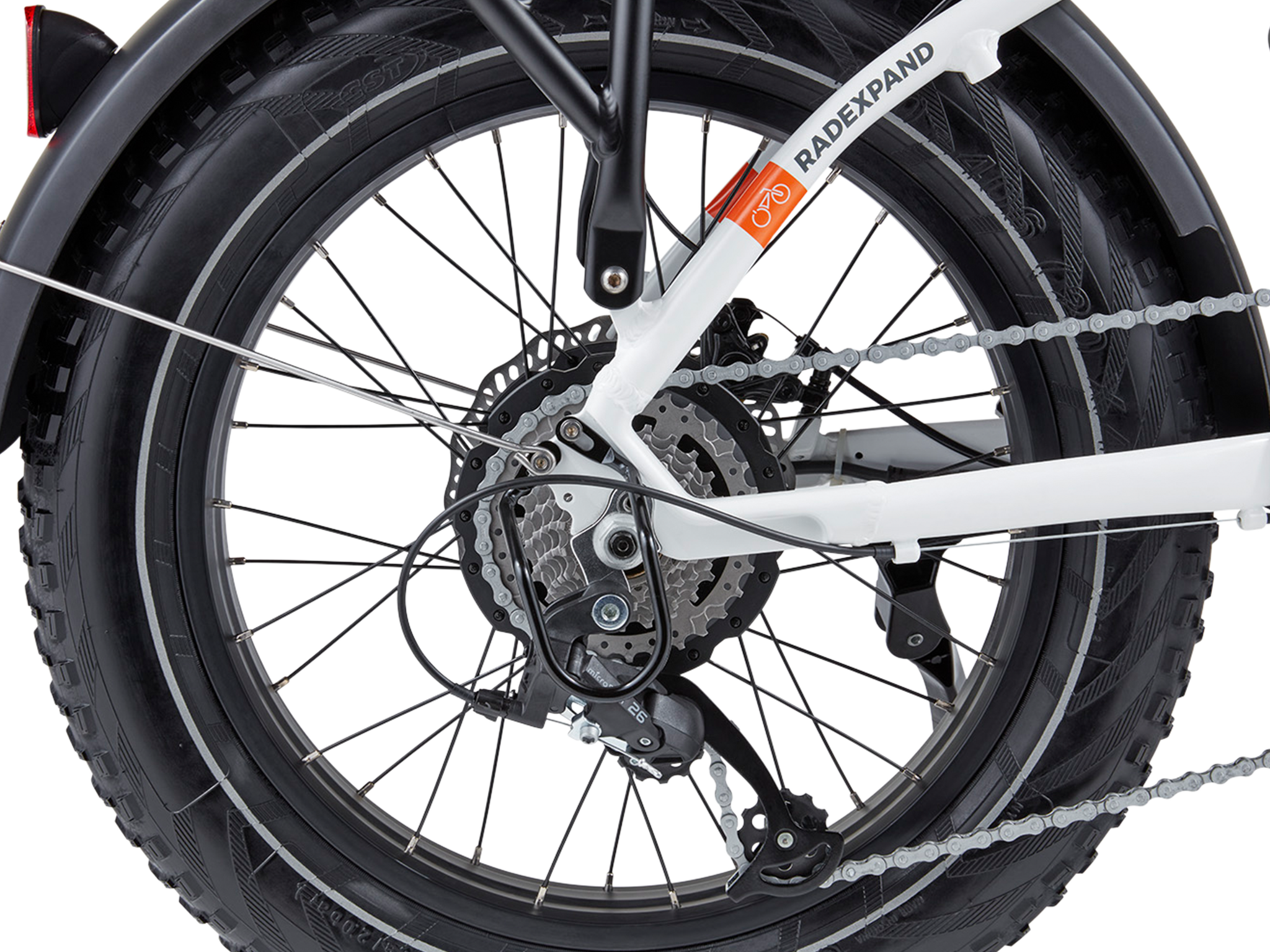 Side view of a black RadExpand 5 electric folding bike