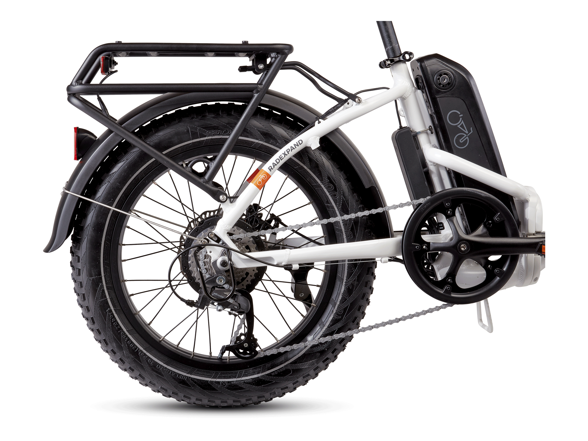 Side view of a black RadExpand 5 electric folding bike