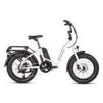 Side view of a white RadExpand 5 electric folding bike