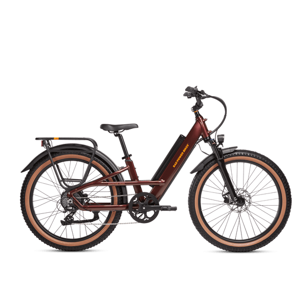 Right side view of a Radster Trail electric commuter bike, size regular in copper red