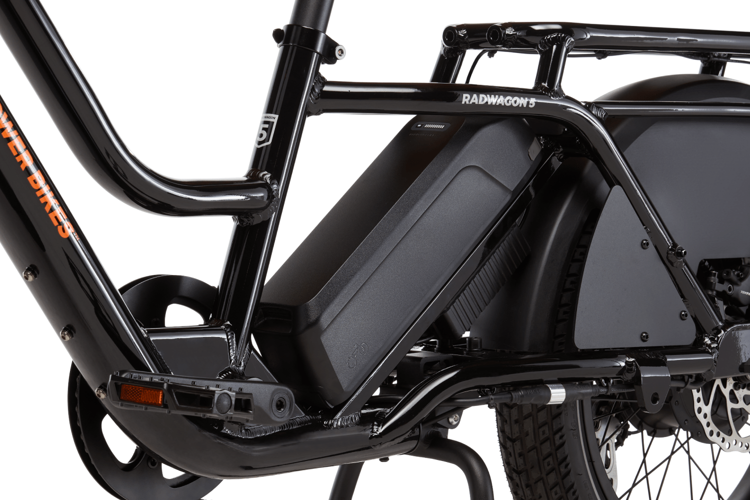 Right side view of a Metallic Blue RadWagon 5 electric cargo bike