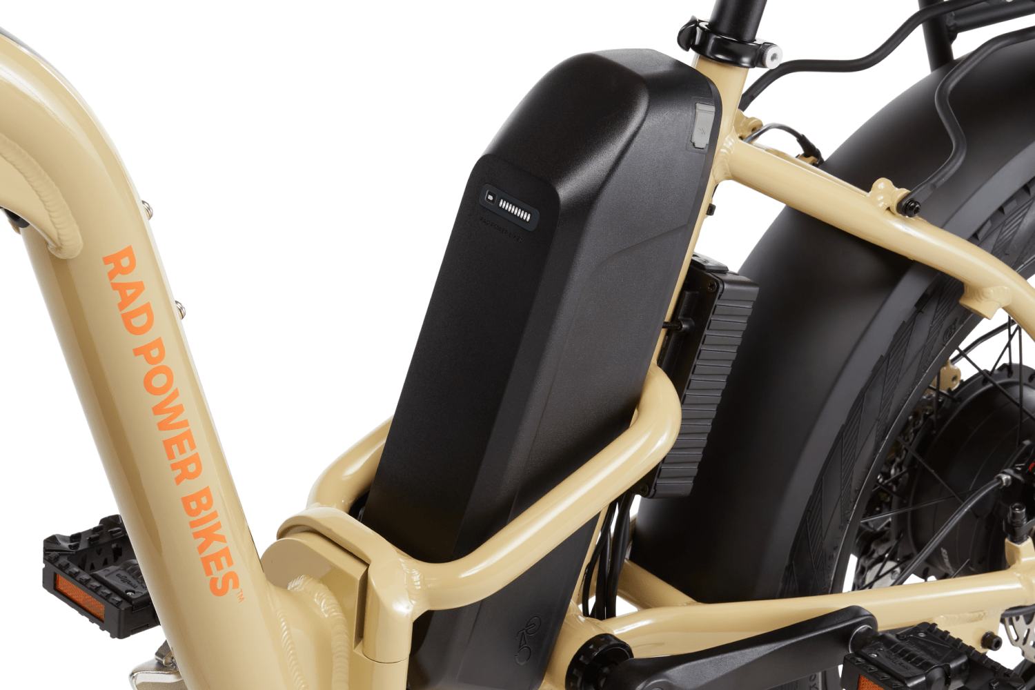 Right side view of a RadExpand 5 Plus electric folding bike in slate blue