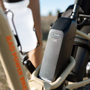 Safe Shield Advanced External Battery installed on a Store Tan RadExpand 5 Plus electric folding bike