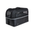 A black rectangular bag with see through screens, a handle and zipper. 