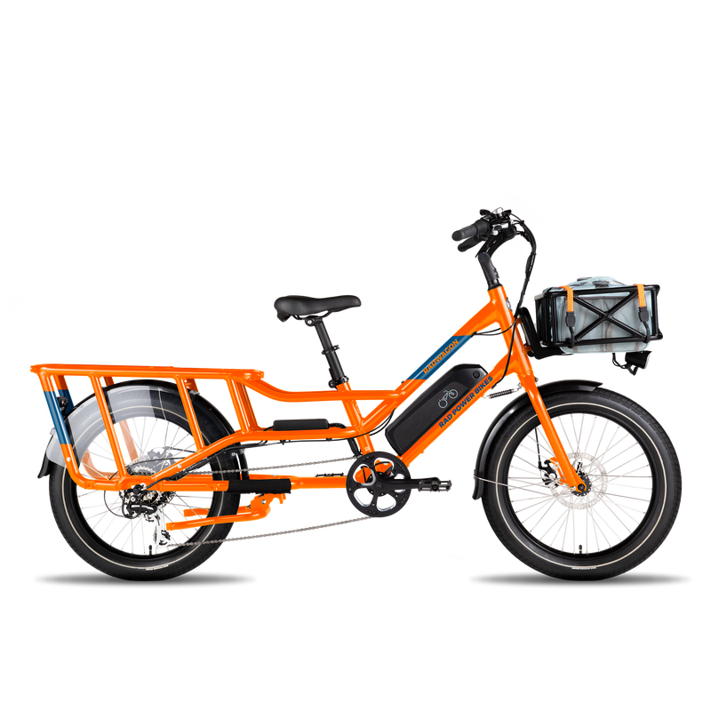 ebike cargo strap on orange RadWagon ebike