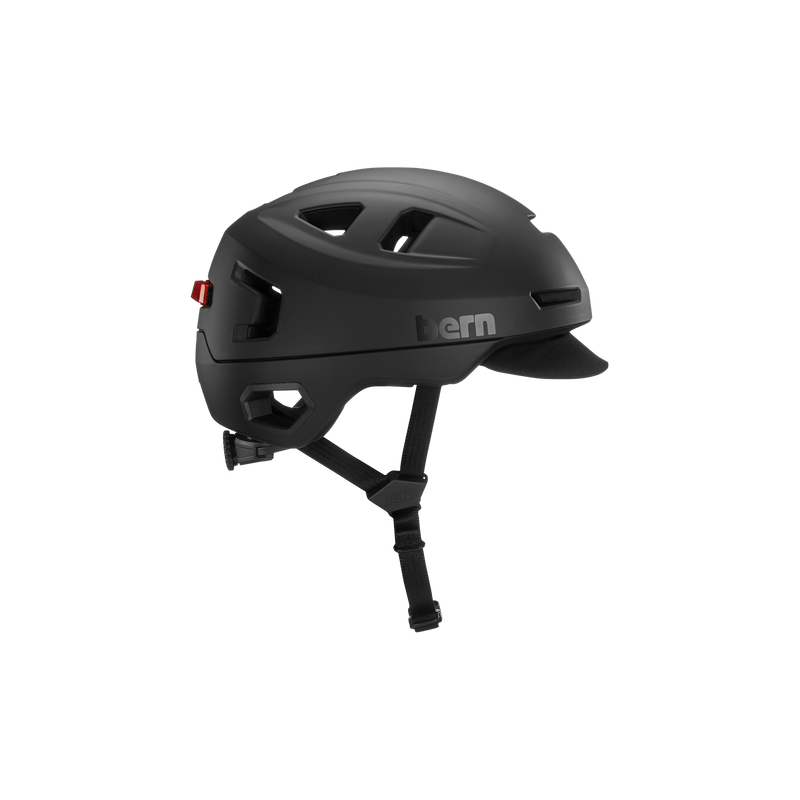 Side view of a black Hudson MIPS bike helmet.