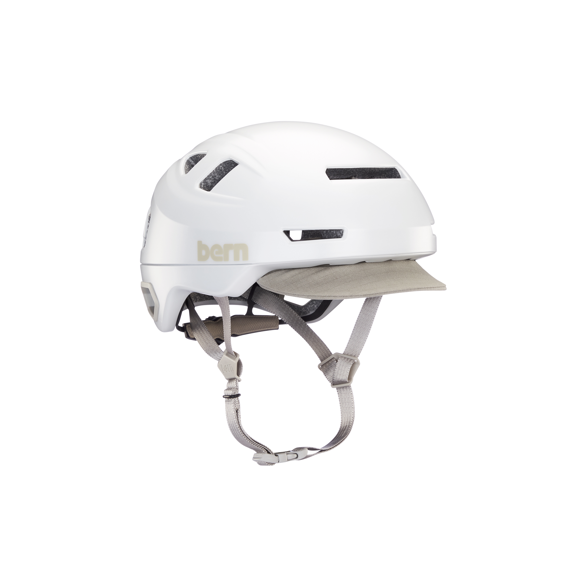 Side view of a white Hudson MIPS bike helmet.