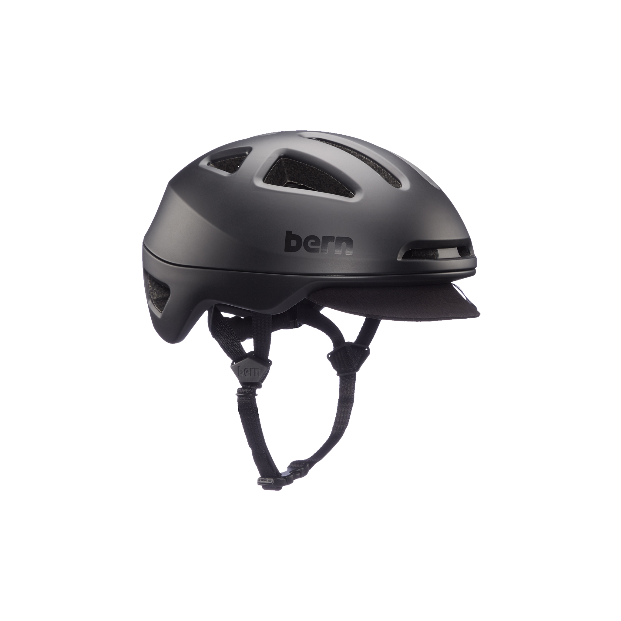 Side angle view of the Bern Major MIPS Helmet in black