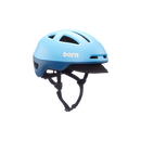 Man riding a bike wearing a Bern Major MIPS helmet in cyan