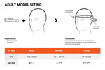 Size chart for Bern helmets with measurement instructions