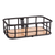 Large black basket with a wooden base